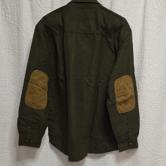 Men's Olive Green Tan Jacket Shirt Hunting Long Sleeve Button Down Winter Warm - Picture 8 of 11